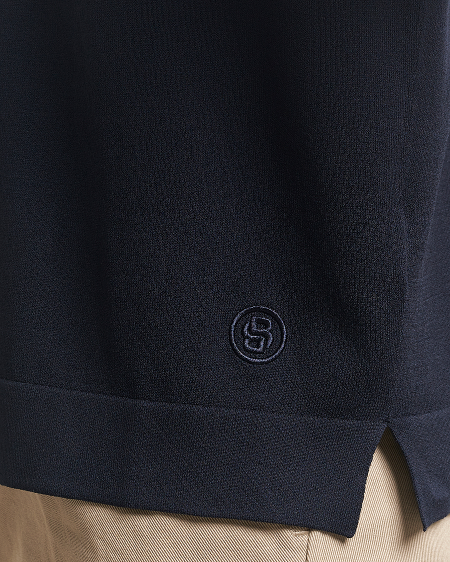Herren | Poloshirts | BOSS BLACK | Jervasoni Cotton/Silk Knitted Polo Dark Blue