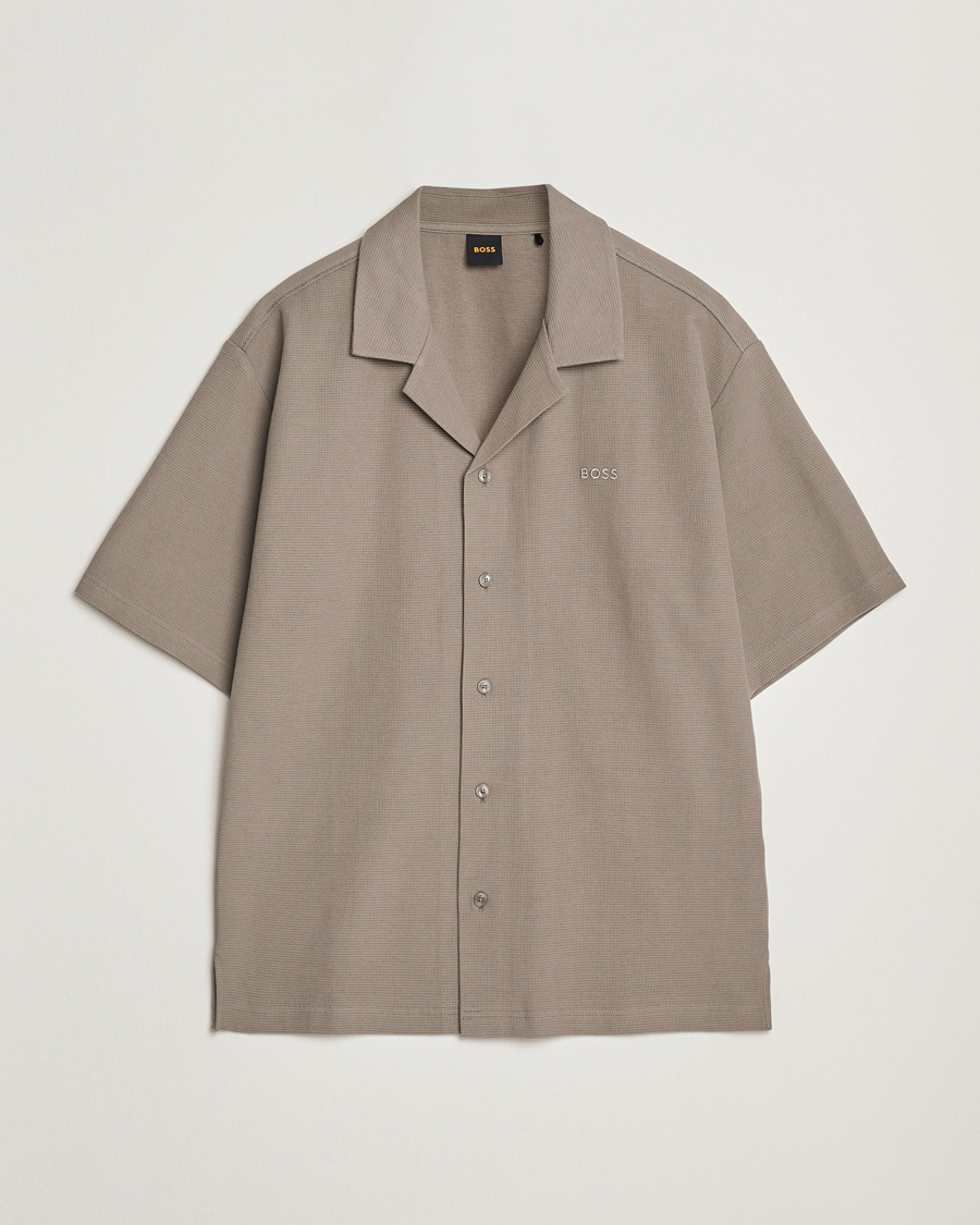 Herren | Hemden | BOSS ORANGE | Waffle Short Sleeve Shirt Open Beige