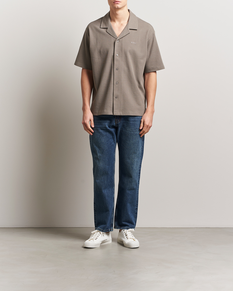 Herren | Hemden | BOSS ORANGE | Waffle Short Sleeve Shirt Open Beige