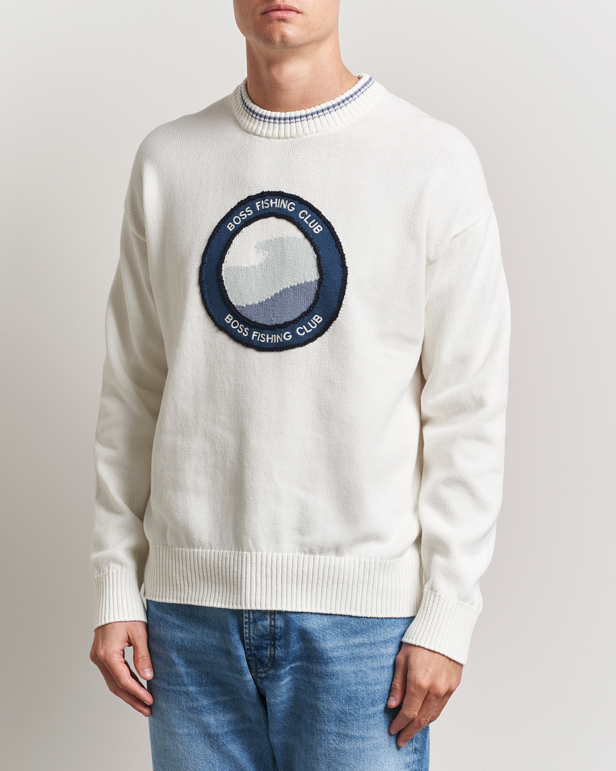 Herren | Pullover | BOSS ORANGE | Klubfish Printed Crew Neck Sweater Natural