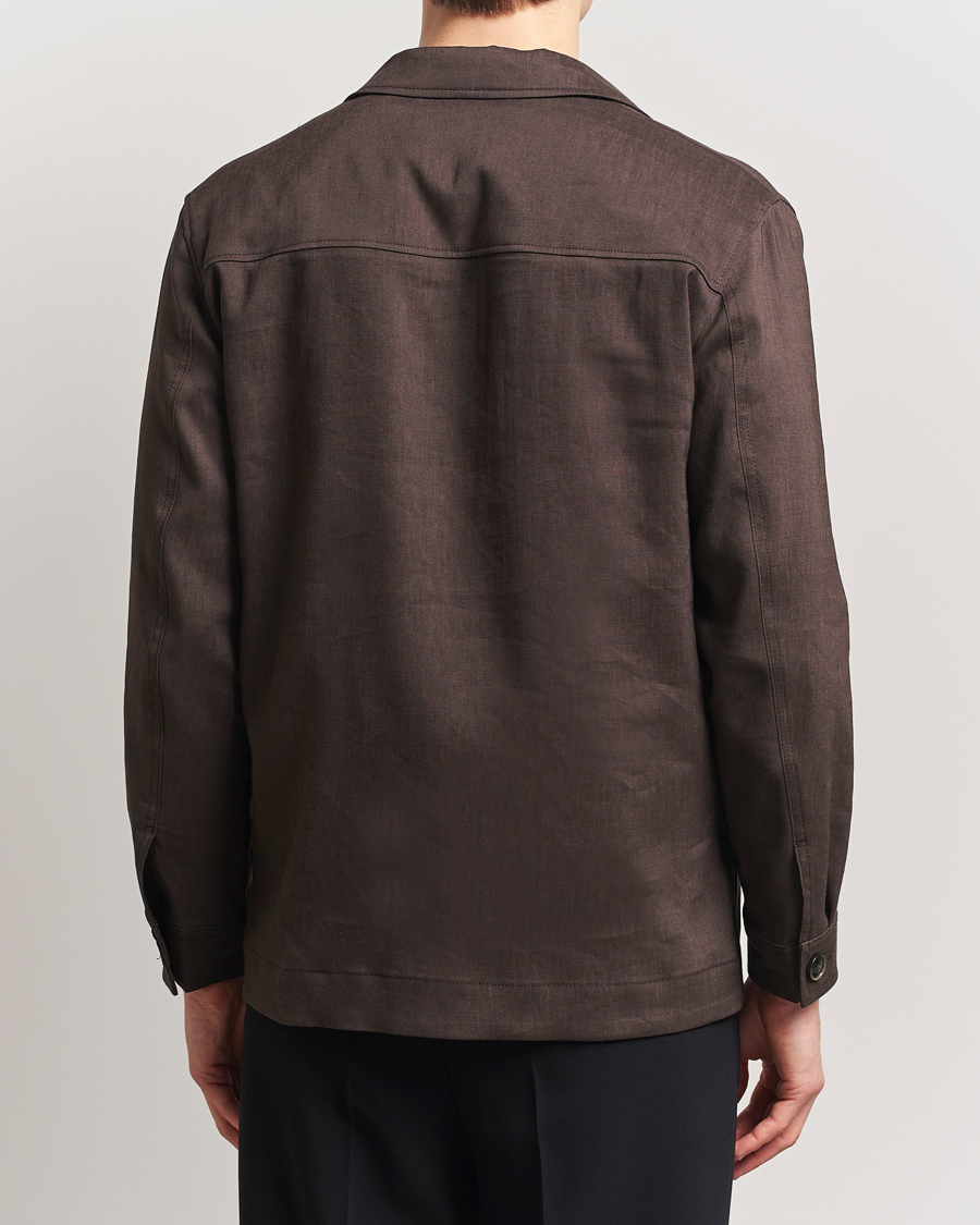 Herren | Jacken | BOSS CAMEL | Corvin Linen Shirt Jacket Dark Brown