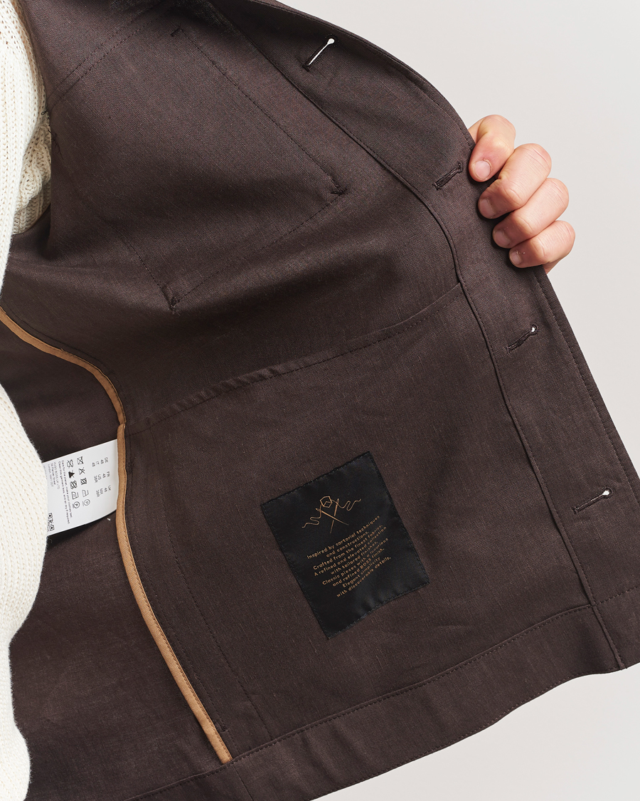 Herren | Jacken | BOSS CAMEL | Corvin Linen Shirt Jacket Dark Brown