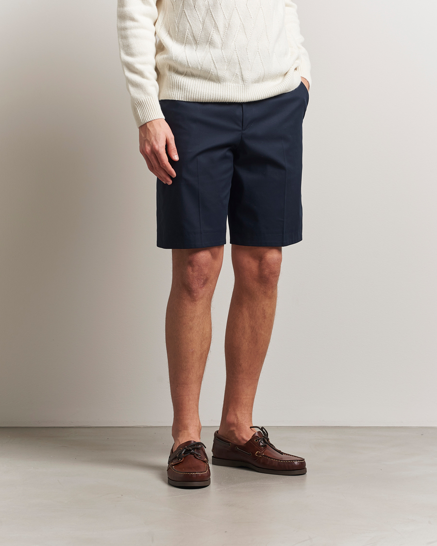 Herren | Shorts | BOSS CAMEL | Peet Cotton Pleated Shorts Dark Blue