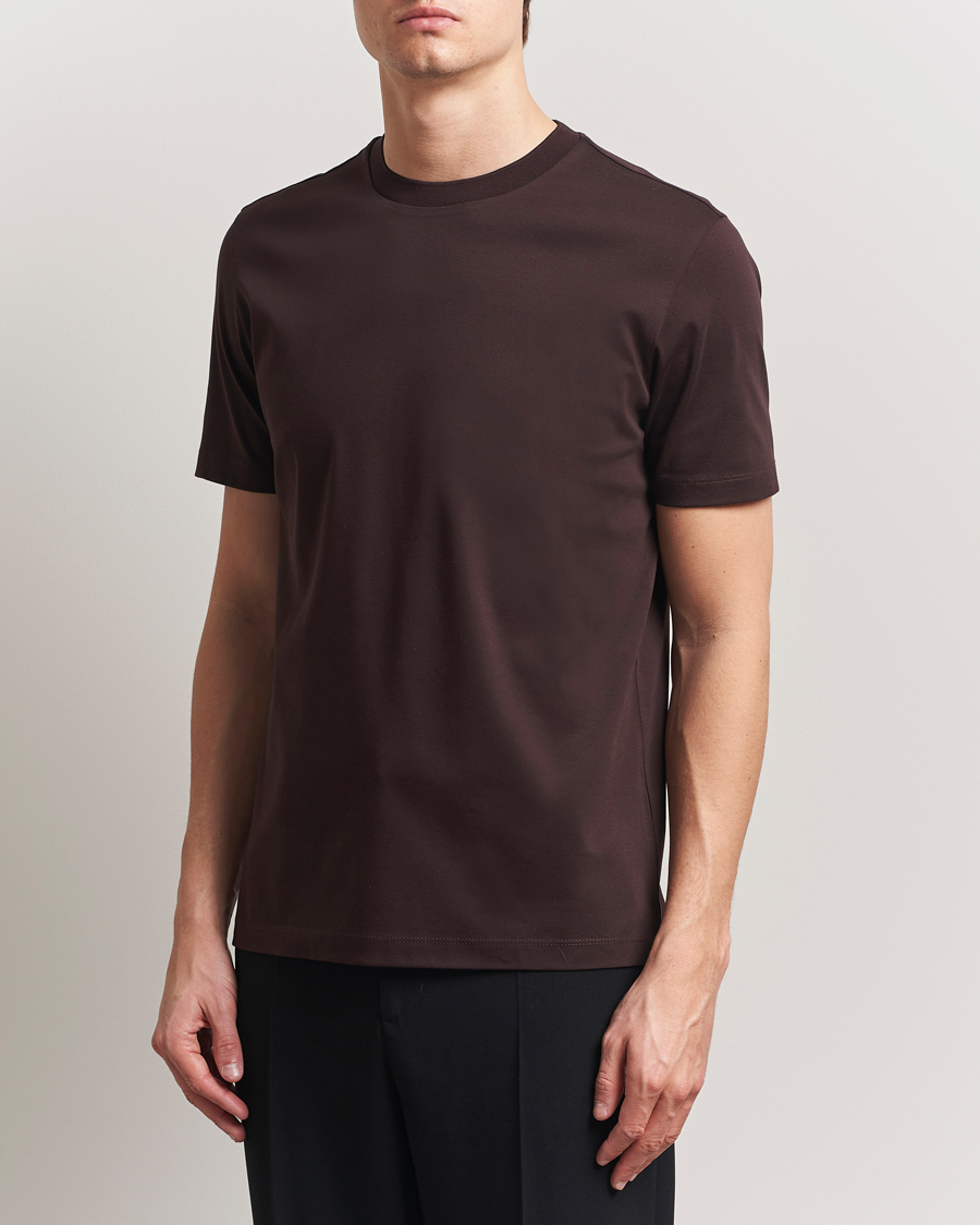 Herren | T-Shirts | BOSS CAMEL | Tesar Cotton Knitted T-Shirt Dark Brown
