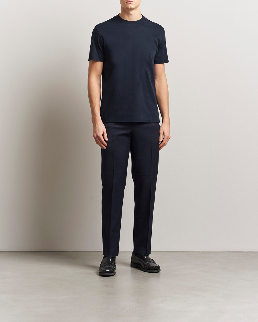 Herren | T-Shirts | BOSS CAMEL | Tesar Cotton Knitted T-Shirt Dark Blue