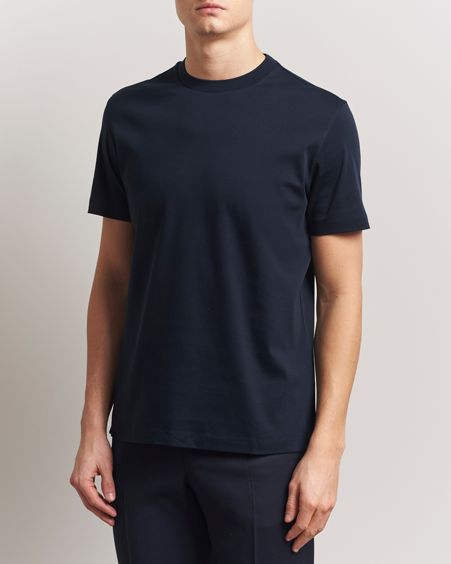 Herren | T-Shirts | BOSS CAMEL | Tesar Cotton Knitted T-Shirt Dark Blue