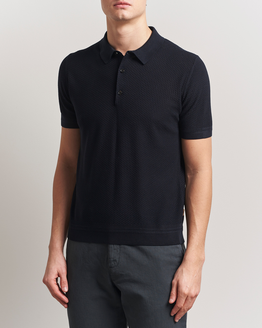 Herren | Poloshirts | BOSS CAMEL | Jeffrey Silk Knitted Polo Dark Blue