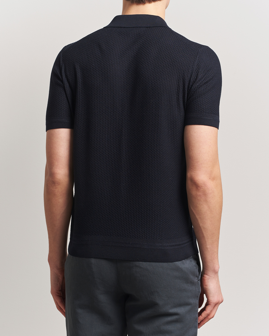 Herren | Poloshirts | BOSS CAMEL | Jeffrey Silk Knitted Polo Dark Blue