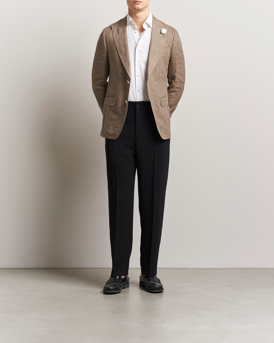 Herren | Sakkos | BOSS BLACK | Huge Linen Peak Lapel Blazer Dark Brown