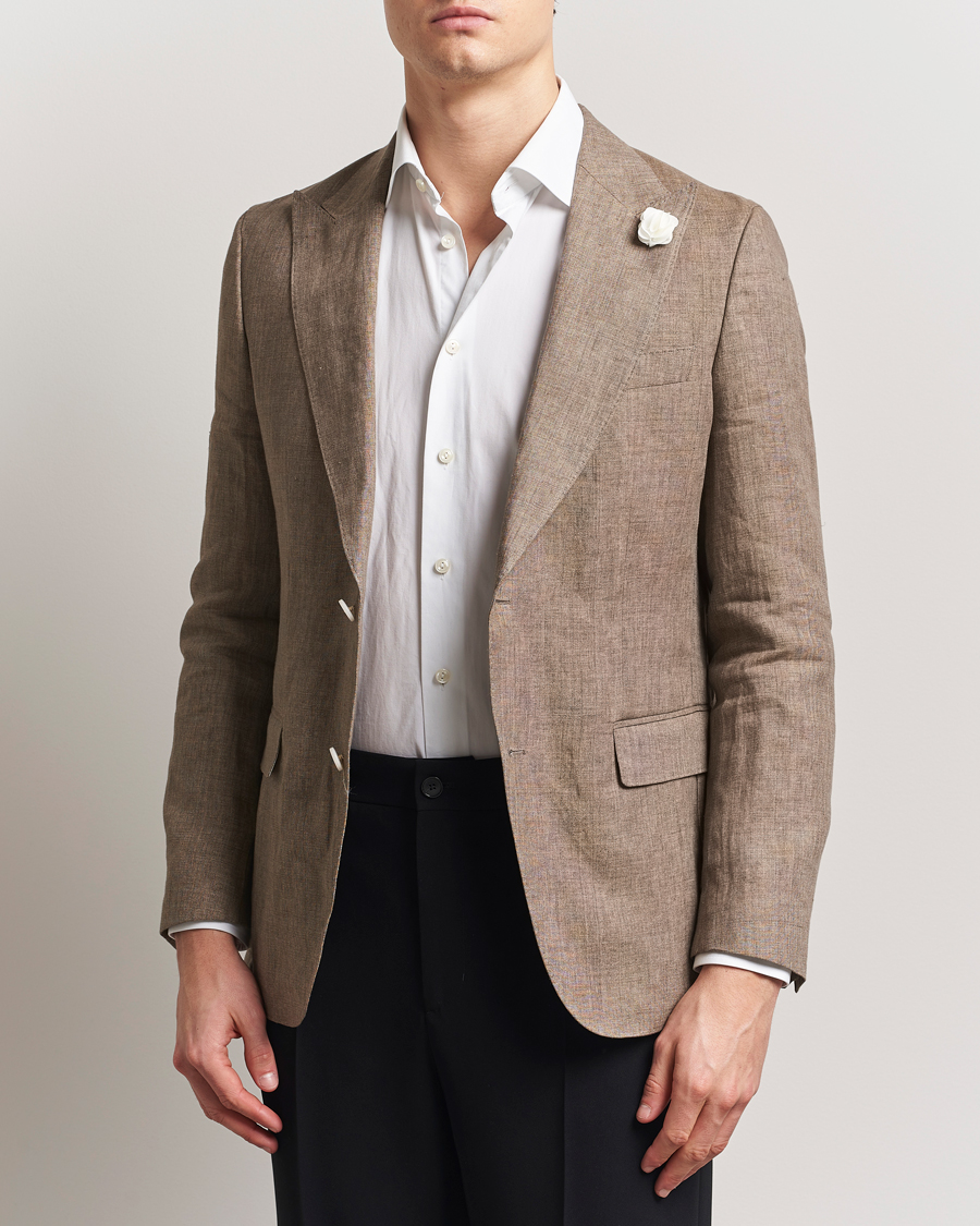 Herren | Sakkos | BOSS BLACK | Huge Linen Peak Lapel Blazer Dark Brown