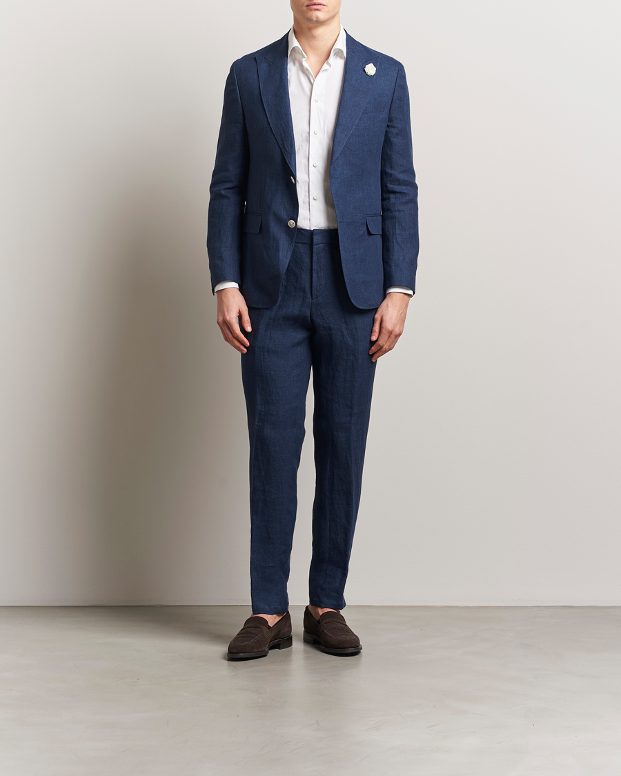 Herren | Sakkos | BOSS BLACK | Huge Linen Peak Lapel Blazer Dark Blue