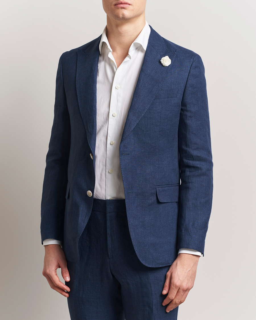 Herren | Sakkos | BOSS BLACK | Huge Linen Peak Lapel Blazer Dark Blue