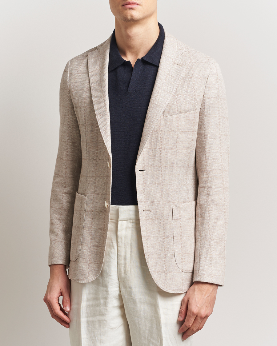 Herren | Sakkos | BOSS BLACK | Hanry Checked Jersey Patch Pocket Blazer Open White