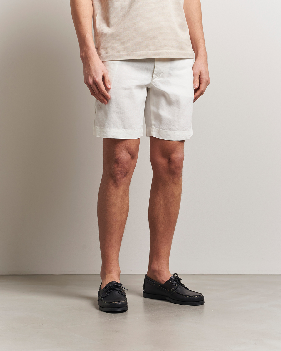 Herren | Shorts | BOSS BLACK | Kane Linen/Cotton Drawstring Shorts White