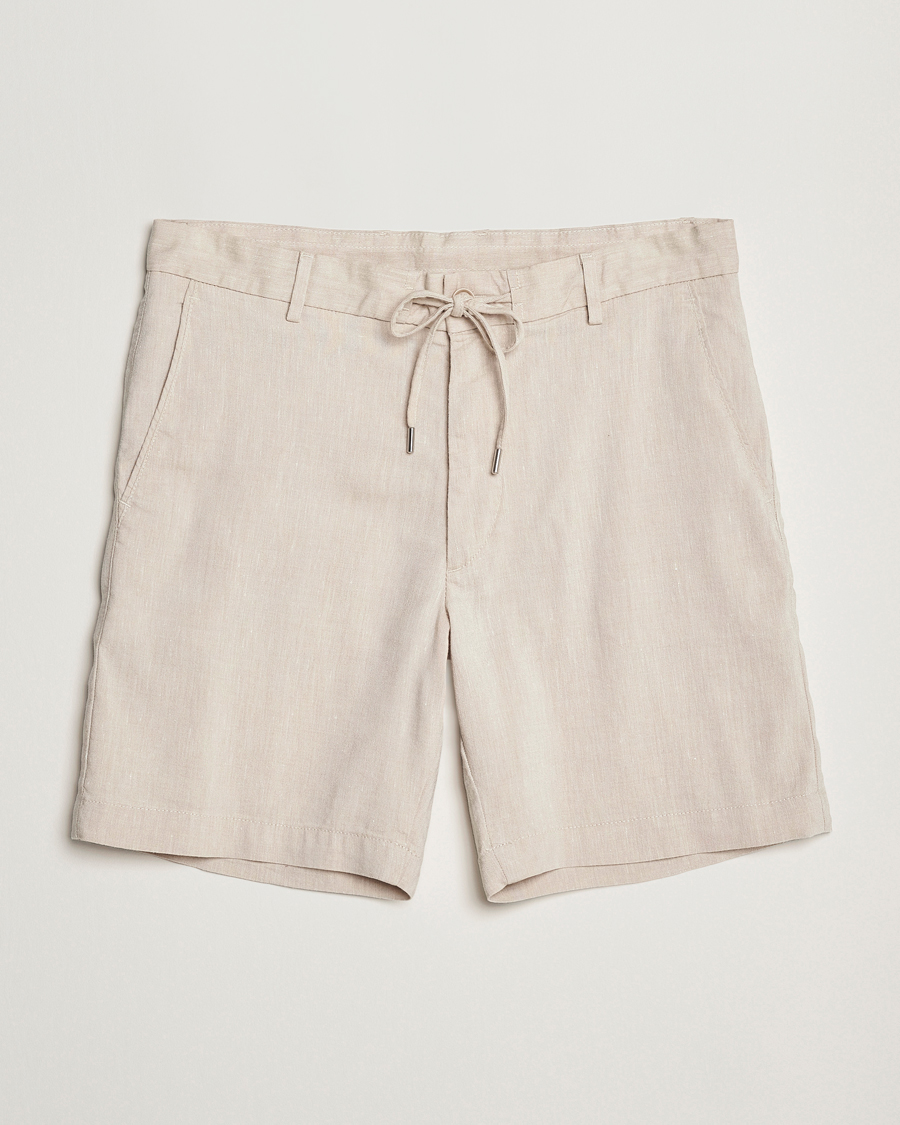 Herren | Shorts | BOSS BLACK | Kane Linen/Cotton Drawstring Shorts Light Beige