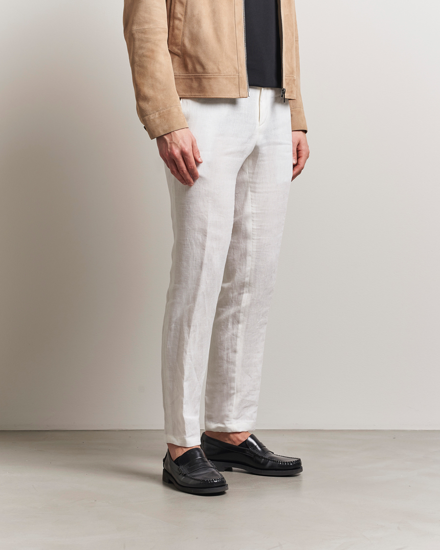 Herren | Hosen | BOSS BLACK | Genius Pleated Linen Trousers White