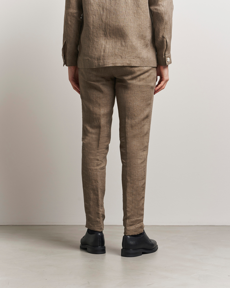 Herren | Hosen | BOSS BLACK | Genius Pleated Linen Trousers Dark Brown
