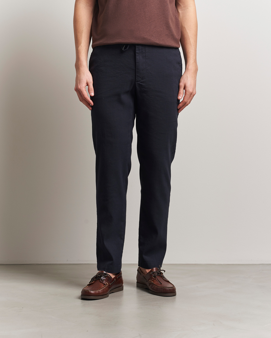 Herren | Hosen | BOSS BLACK | Kane Linen Blend Drawstring Trousers Dark Blue