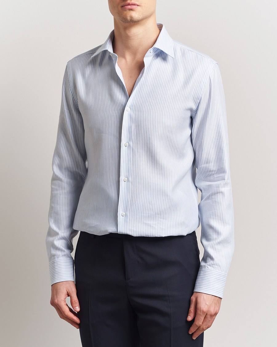 Herren | Hemden | BOSS BLACK | Hank Linen/Lyocell Striped Shirt Blue/White