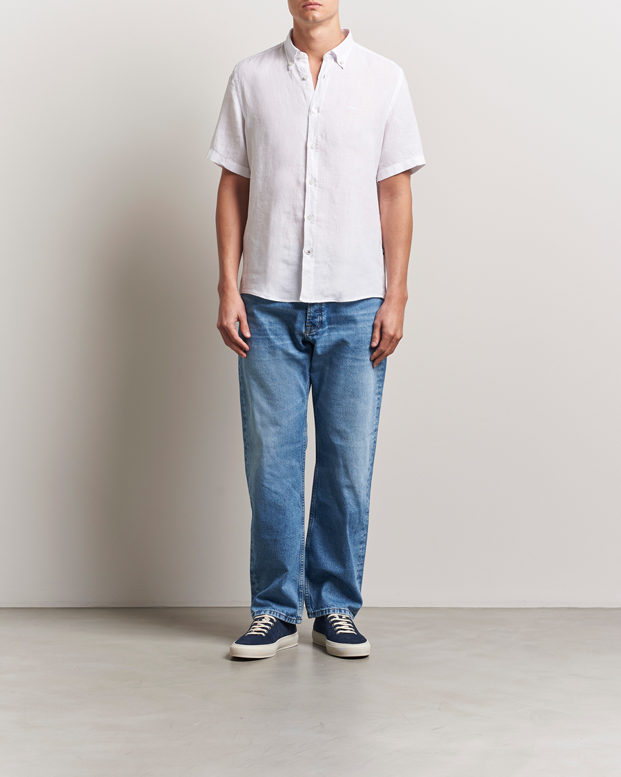Herren | Hemden | BOSS BLACK | Liam Linen Short Sleeve Shirt White