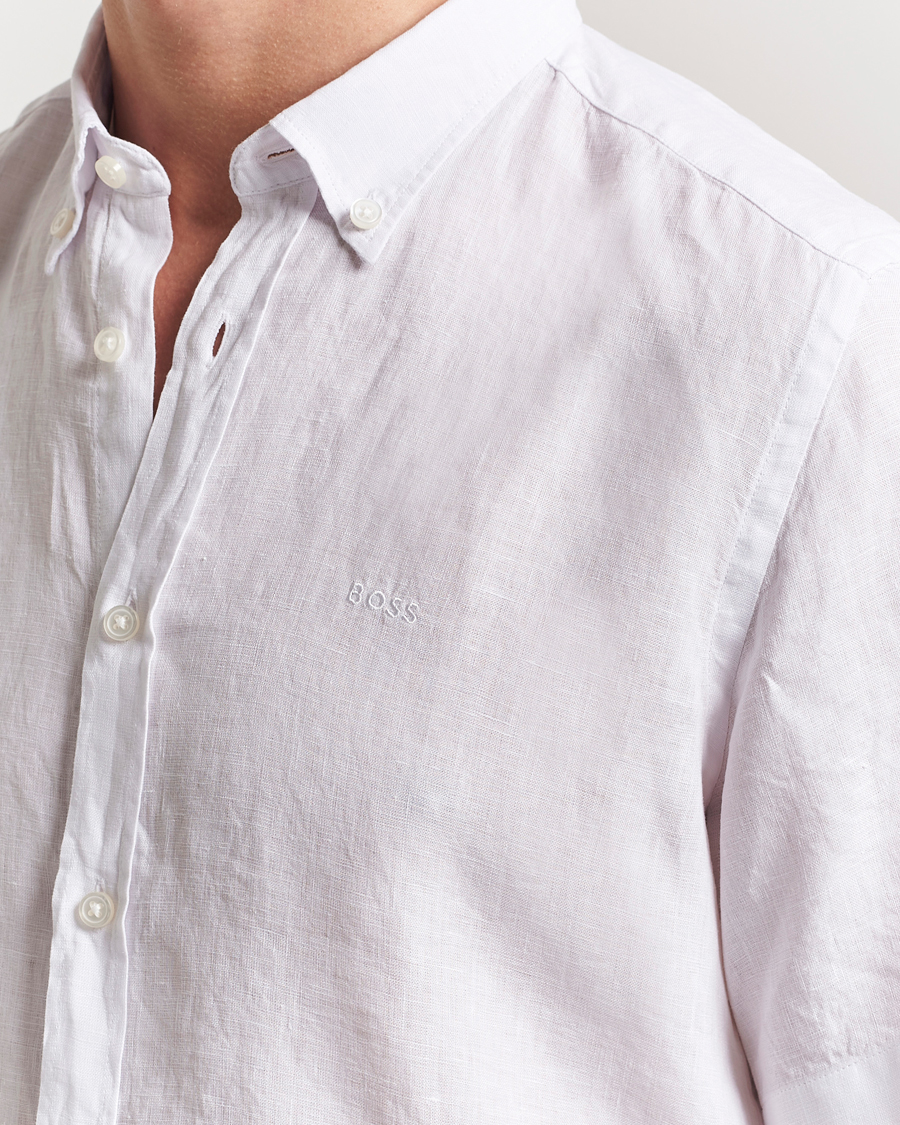 Herren | Hemden | BOSS BLACK | Liam Linen Short Sleeve Shirt White