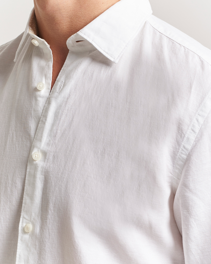 Herren | Hemden | BOSS BLACK | Hal Cotton/Linen Contrast Shirt White