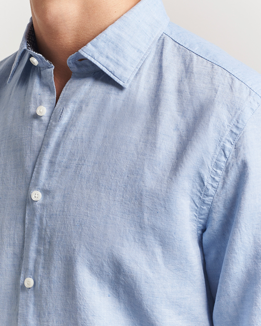 Herren | Hemden | BOSS BLACK | Hal Cotton/Linen Contrast Shirt Light Blue