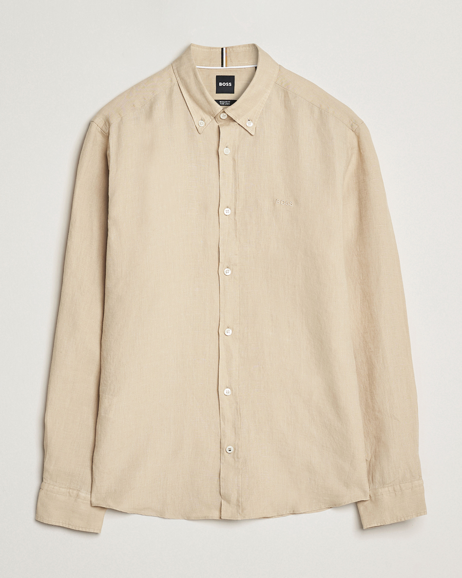 Herren | Hemden | BOSS BLACK | Liam Linen Shirt Light Beige