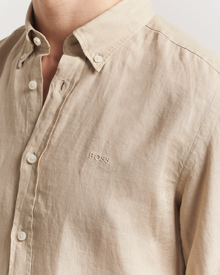 Herren | Hemden | BOSS BLACK | Liam Linen Shirt Light Beige