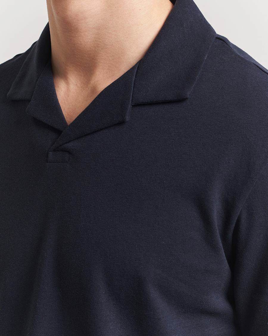 Herren | Poloshirts | BOSS BLACK | Ponti Cotton/Linen Open Collar Polo Dark Blue