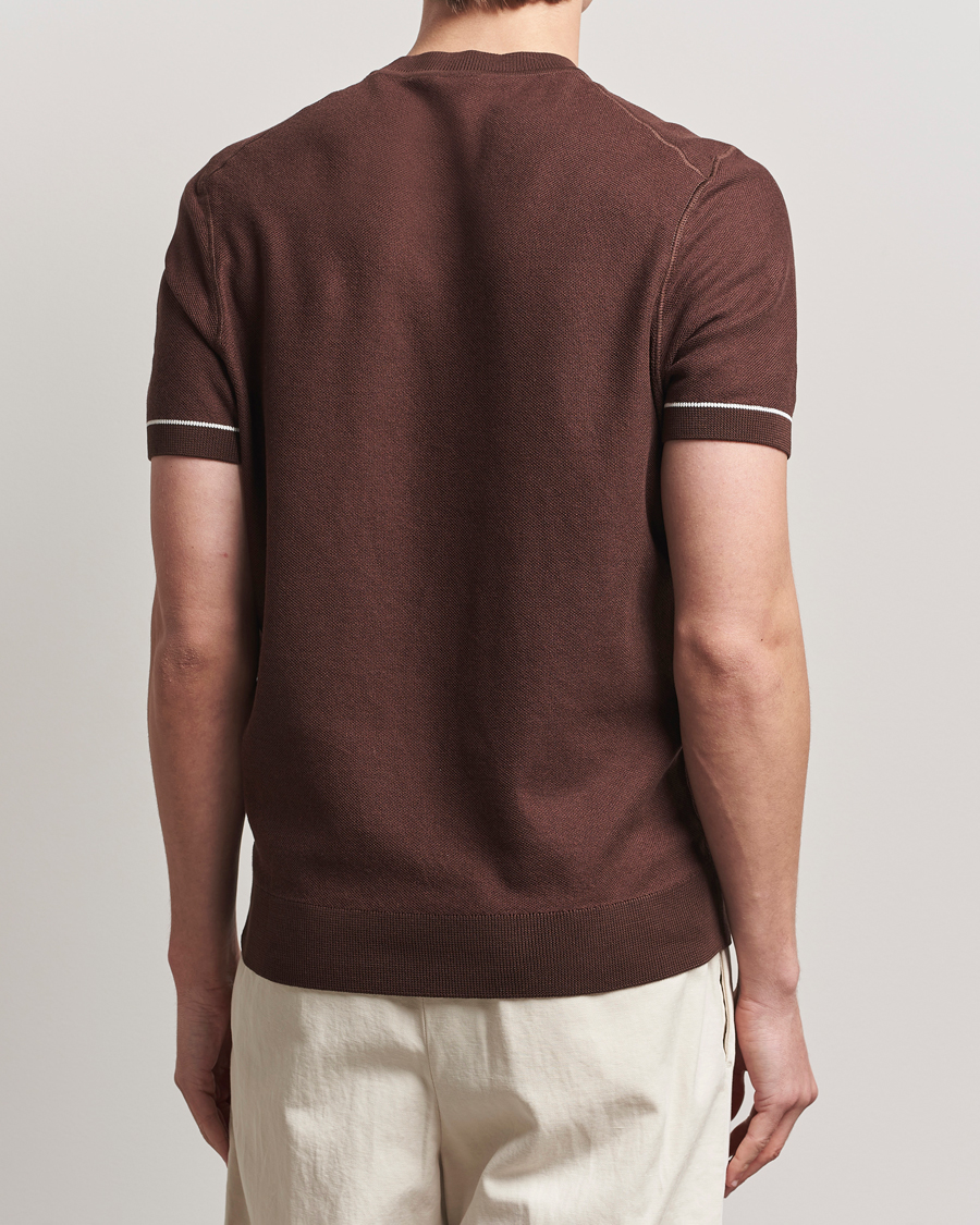 Herren | T-Shirts | BOSS BLACK | Jianfranco Cotton/Viscose Knitted T-Shirt Dark Brown