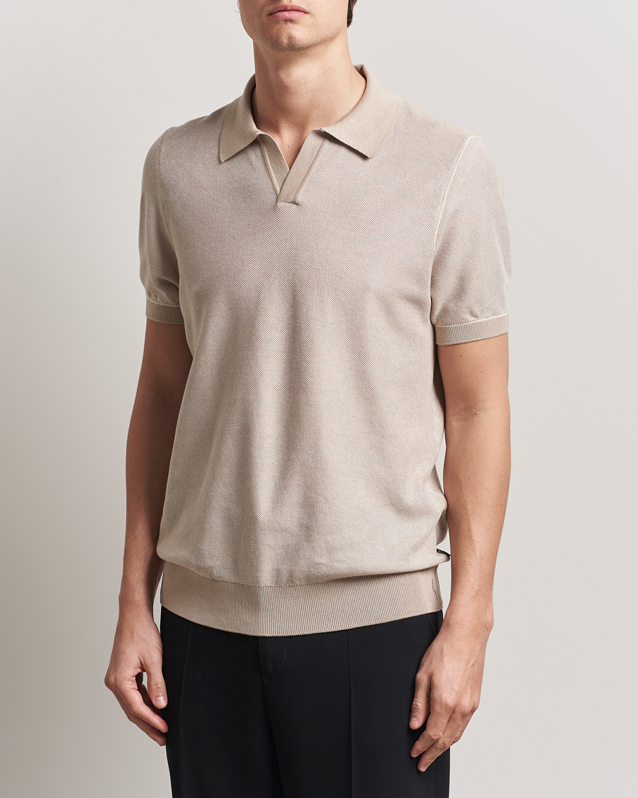 Herren | Poloshirts | BOSS BLACK | Jianluca Cotton/Lyocell Knitted Polo Open White