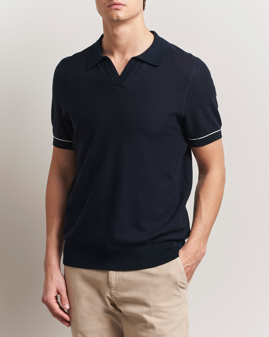 Herren | Poloshirts | BOSS BLACK | Jianluca Cotton/Lyocell Knitted Polo Dark Blue