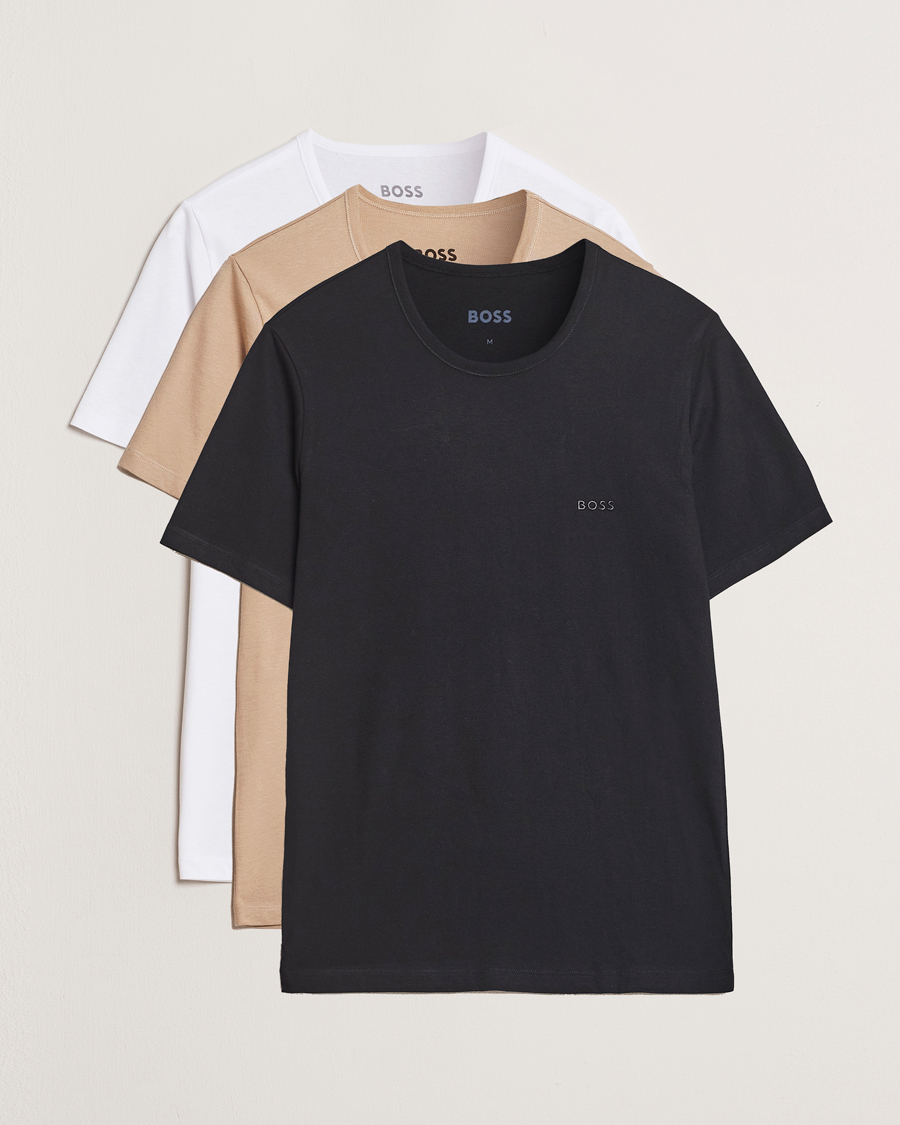 Herren | T-Shirts | BOSS BLACK | 3-Pack Crew Neck T-Shirt Beige/Black/White