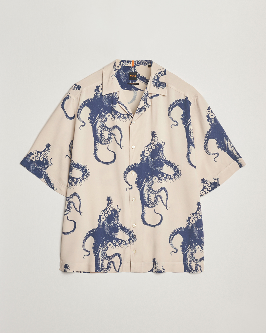 Herren | Hemden | BOSS ORANGE | Lapisy Printed Short Sleeve Shirt Light Beige