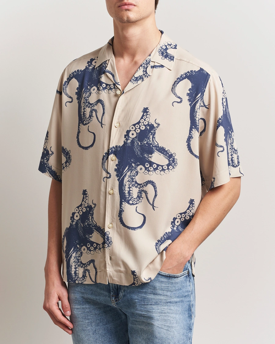 Herren | Hemden | BOSS ORANGE | Lapisy Printed Short Sleeve Shirt Light Beige