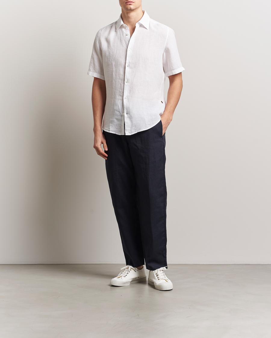 Herren | Hemden | BOSS ORANGE | Rash Linen Short Sleeve Shirt White