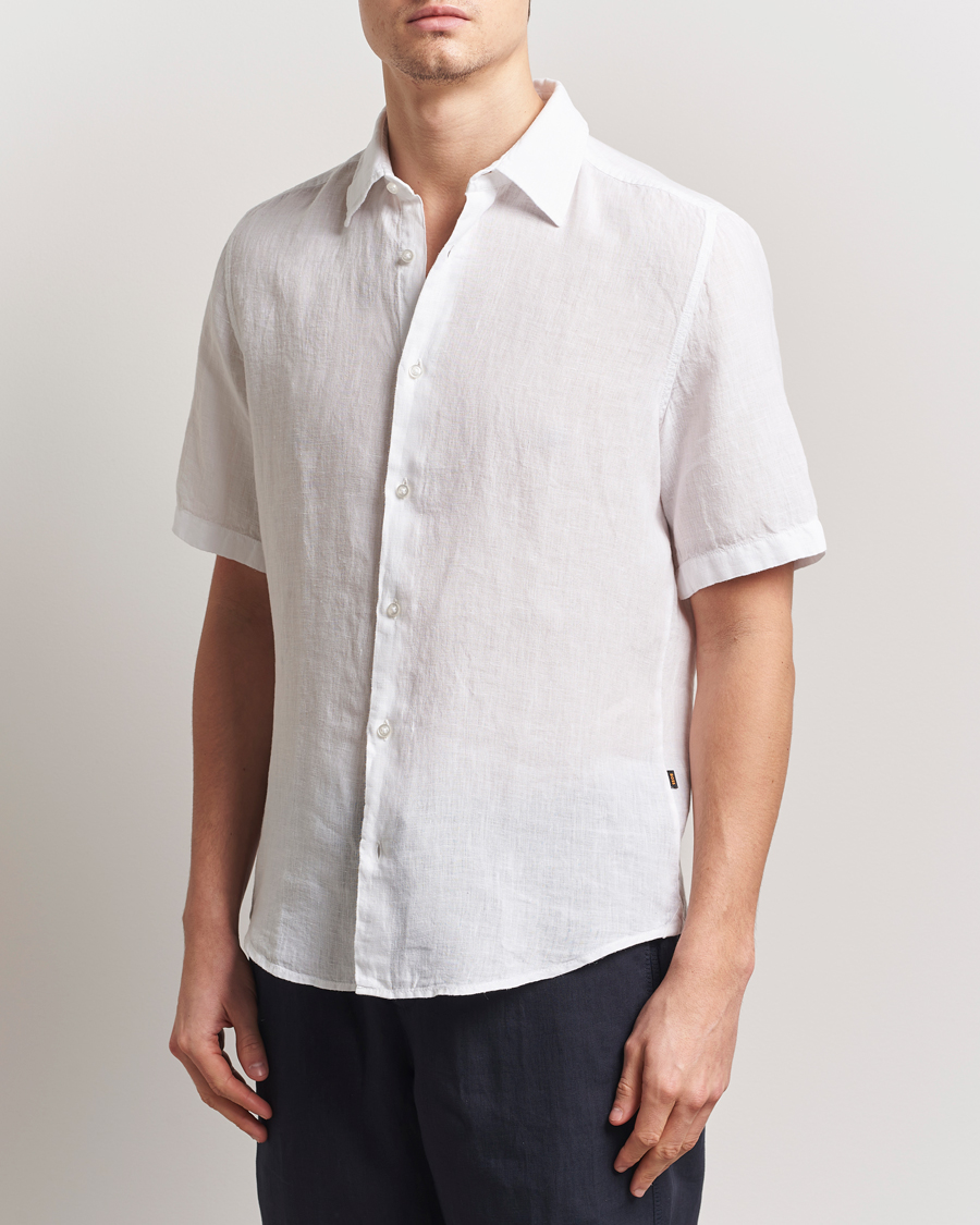 Herren | Hemden | BOSS ORANGE | Rash Linen Short Sleeve Shirt White