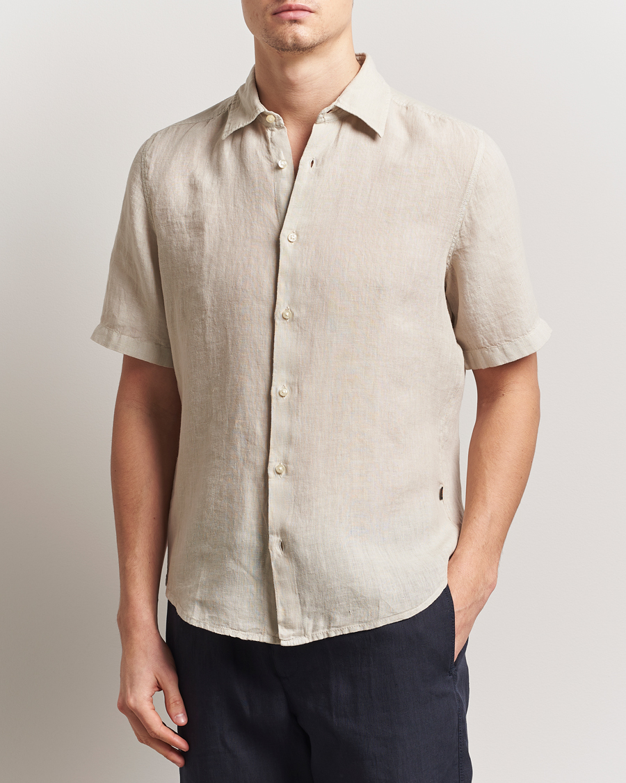Herren | Hemden | BOSS ORANGE | Rash Linen Short Sleeve Shirt Light Beige