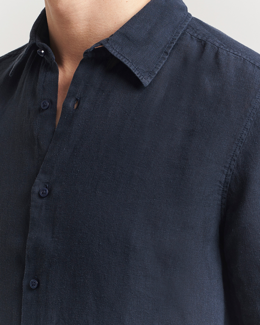 Herren | Hemden | BOSS ORANGE | Rash Linen Short Sleeve Shirt Dark Blue