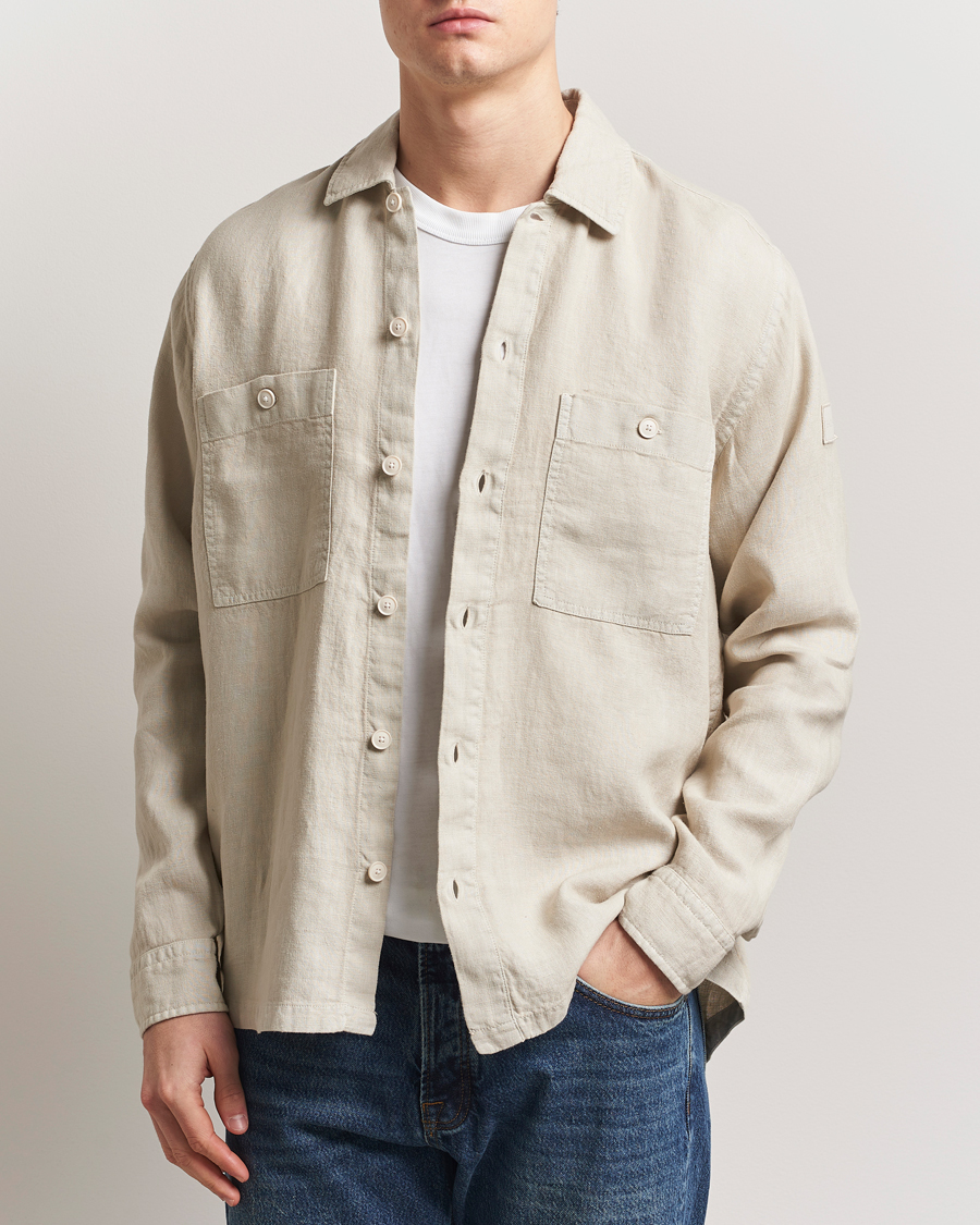 Herren | Hemden | BOSS ORANGE | Locky Linen Overshirt Light Beige