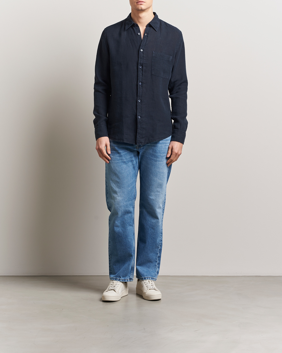 Herren | Hemden | BOSS ORANGE | Relegant Linen Shirt Dark Blue