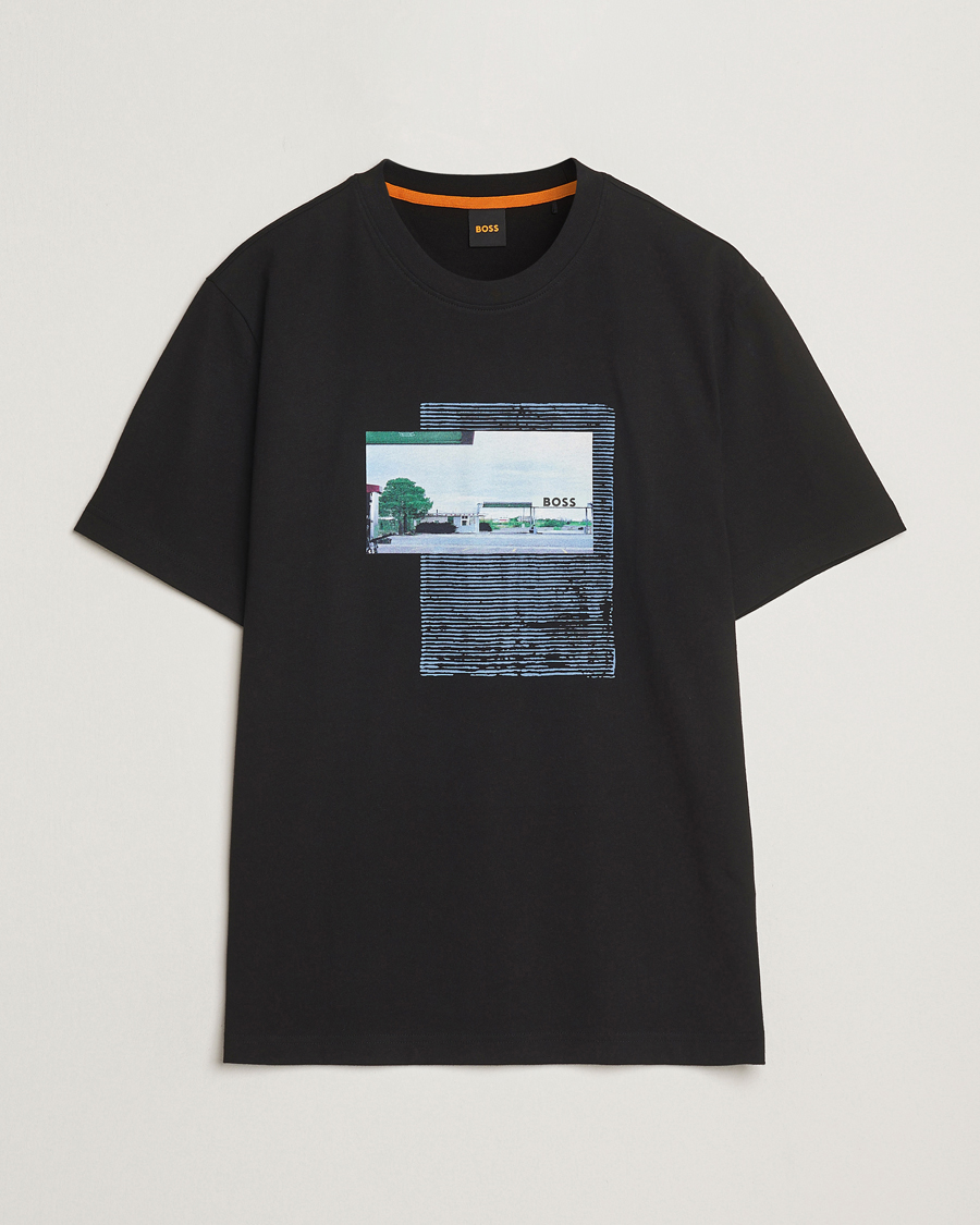 Herren | T-Shirts | BOSS ORANGE | On The Way Printed Crew Neck T-Shirt Black