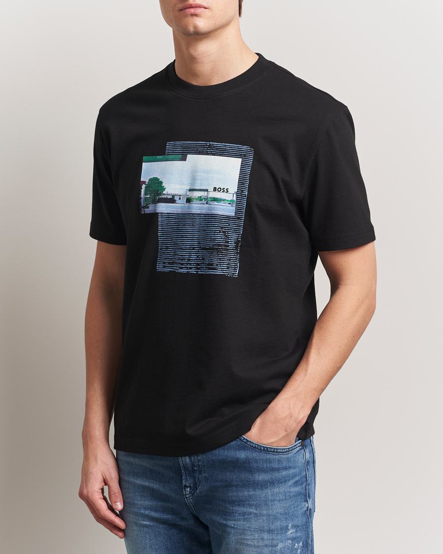 Herren | T-Shirts | BOSS ORANGE | On The Way Printed Crew Neck T-Shirt Black