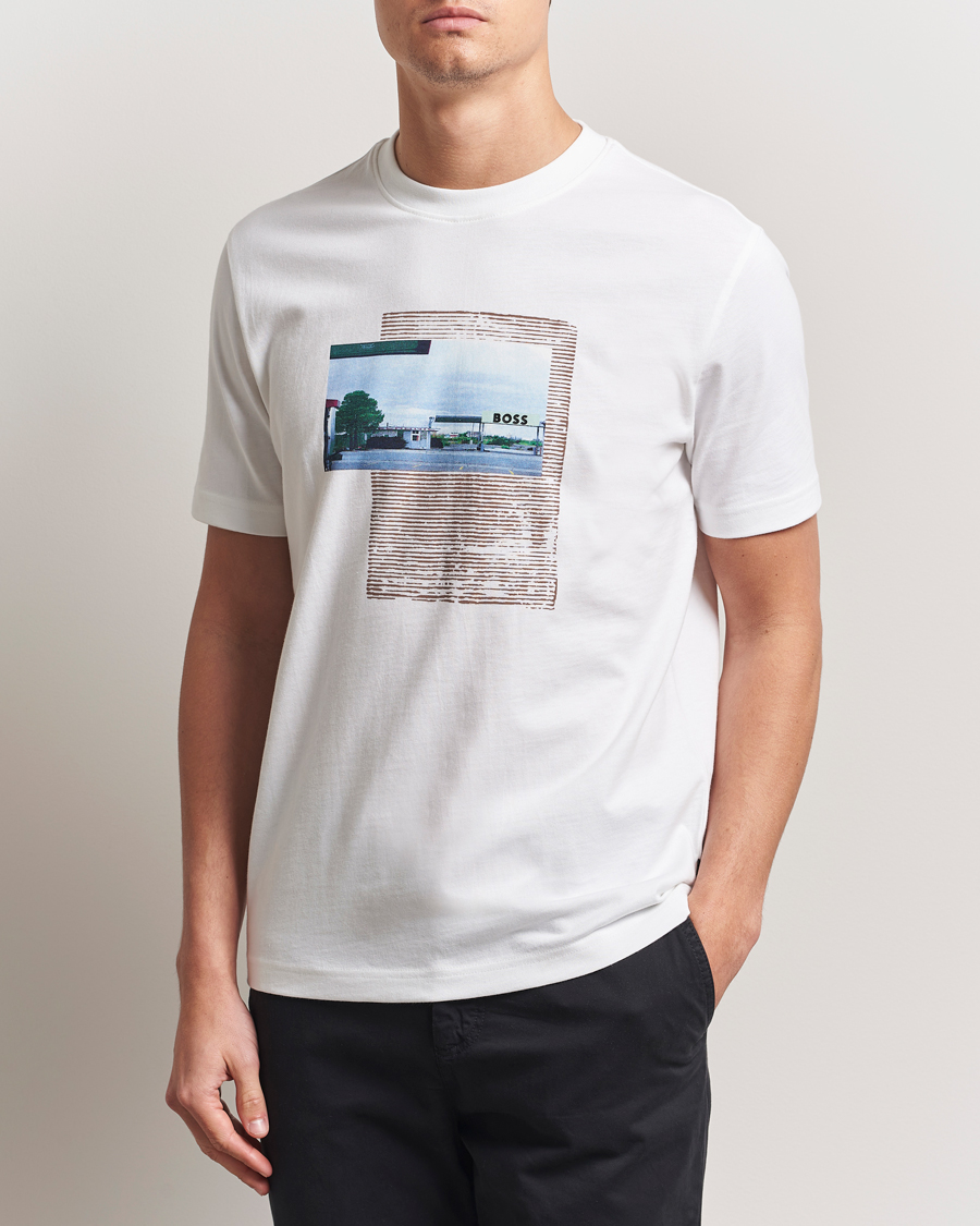Herren | T-Shirts | BOSS ORANGE | On The Way Printed Crew Neck T-Shirt White