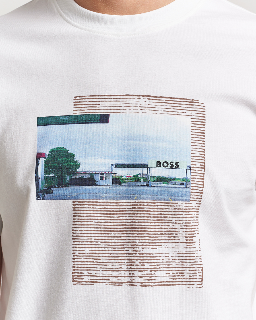 Herren | T-Shirts | BOSS ORANGE | On The Way Printed Crew Neck T-Shirt White