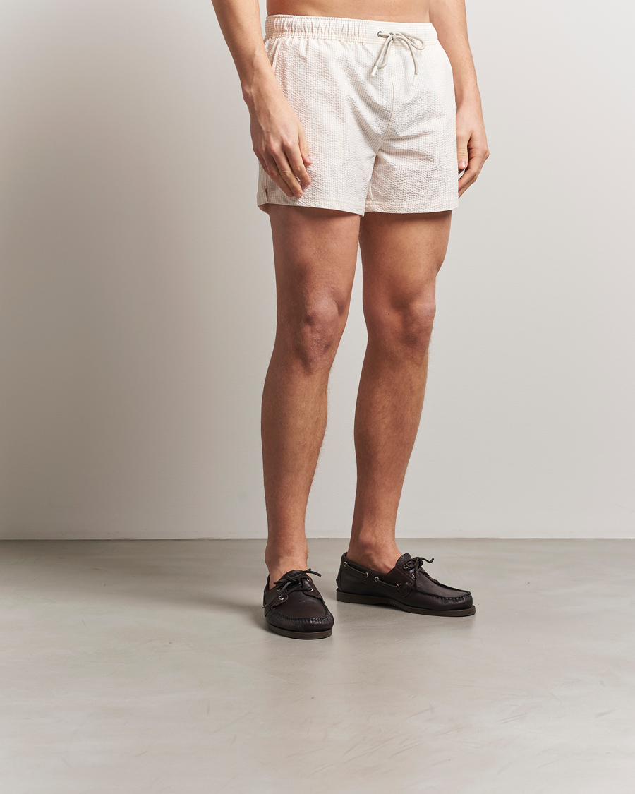 Herren | Badehosen | BOSS BLACK | Velvetfish Seersucker Swimshorts Open White