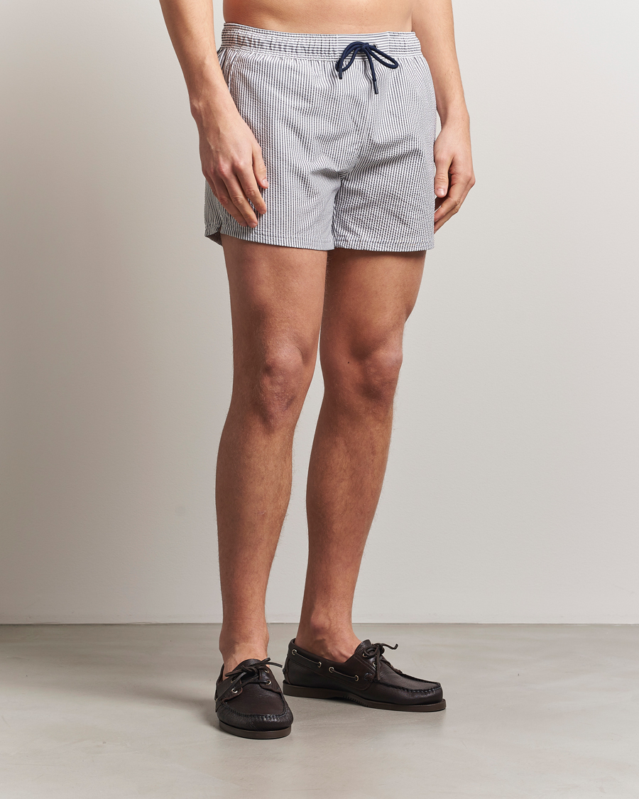 Herren | Badehosen | BOSS BLACK | Velvetfish Seersucker Swimshorts Navy