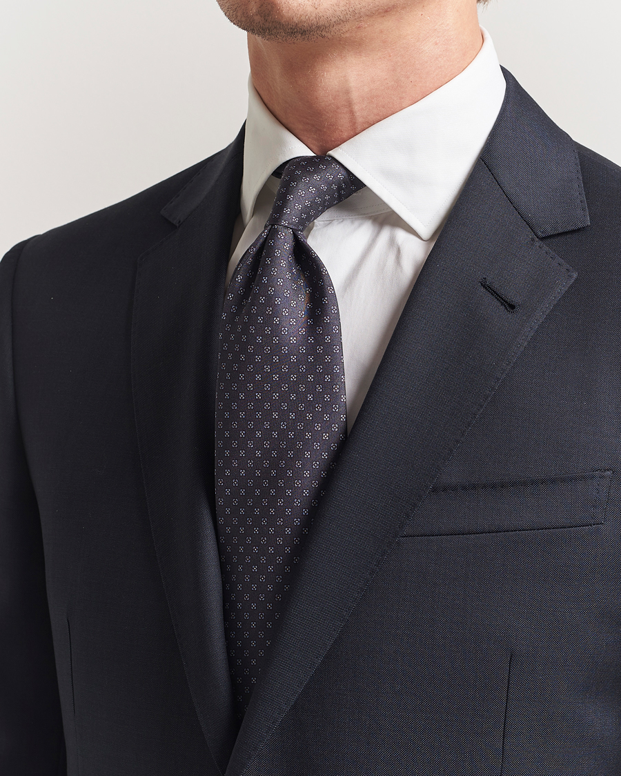 Herren | Krawatten | Stenströms | Printed Silk Tie 7,5cm Grey
