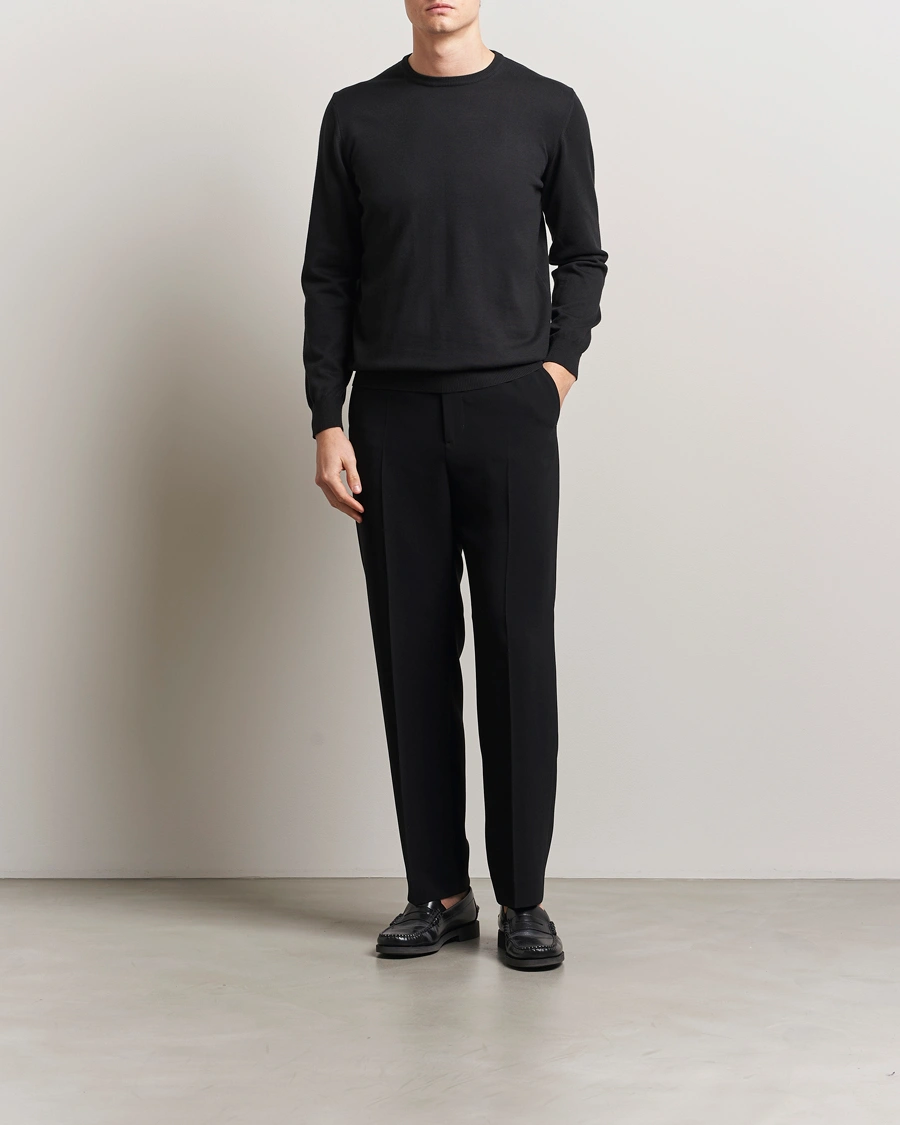 Herren | Pullover | Morgano | Supersoft Egyptian Cotton Crew Neck Black